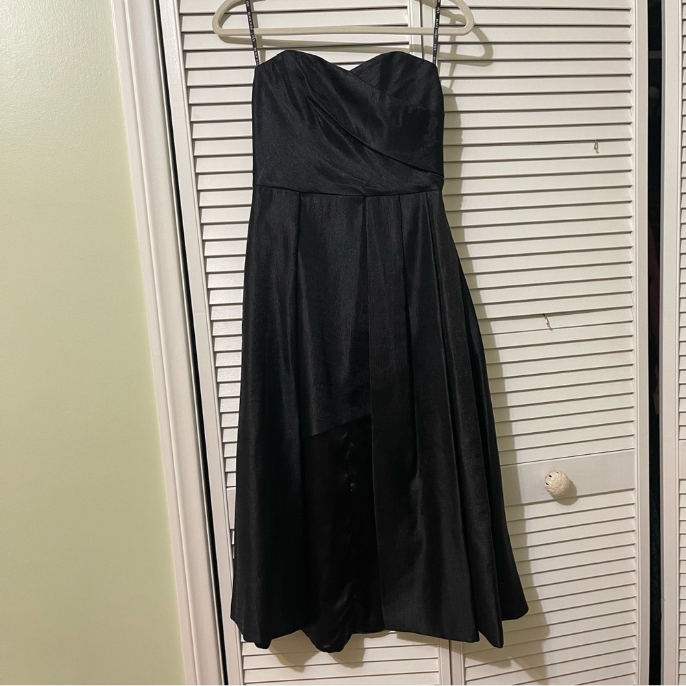 Strapless Asymmetrical Midi Dress